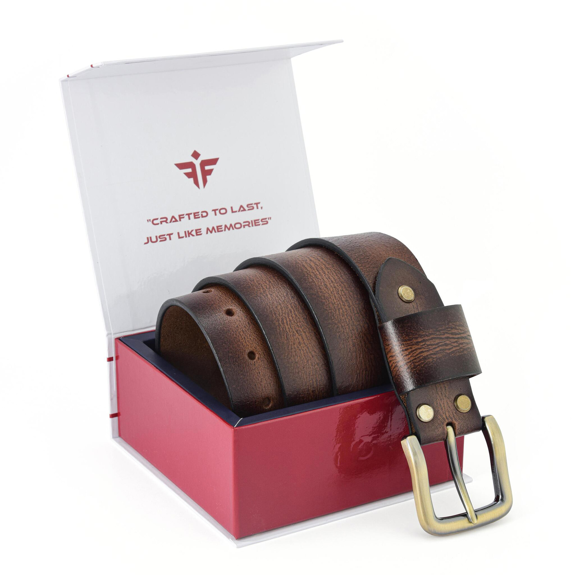 Fair Impex - Mocha Brown Pull-Up-Vintage Leather Belt-WB-2