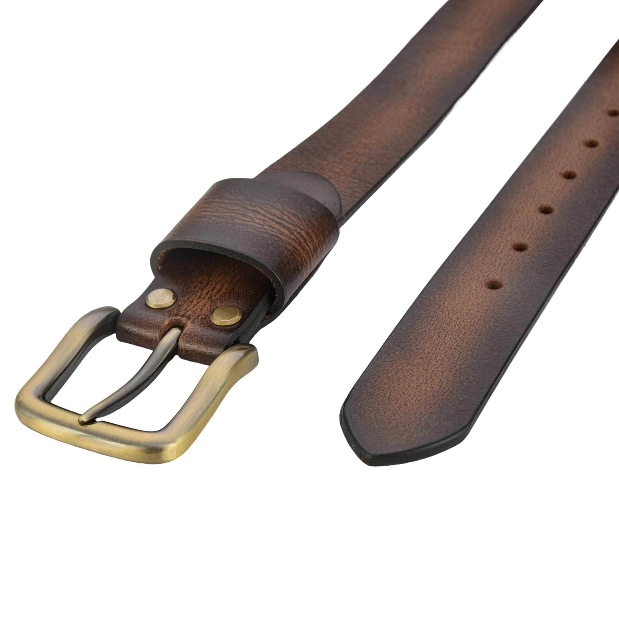 Fair Impex - Mocha Brown Pull-Up-Vintage Leather Belt-WB-3