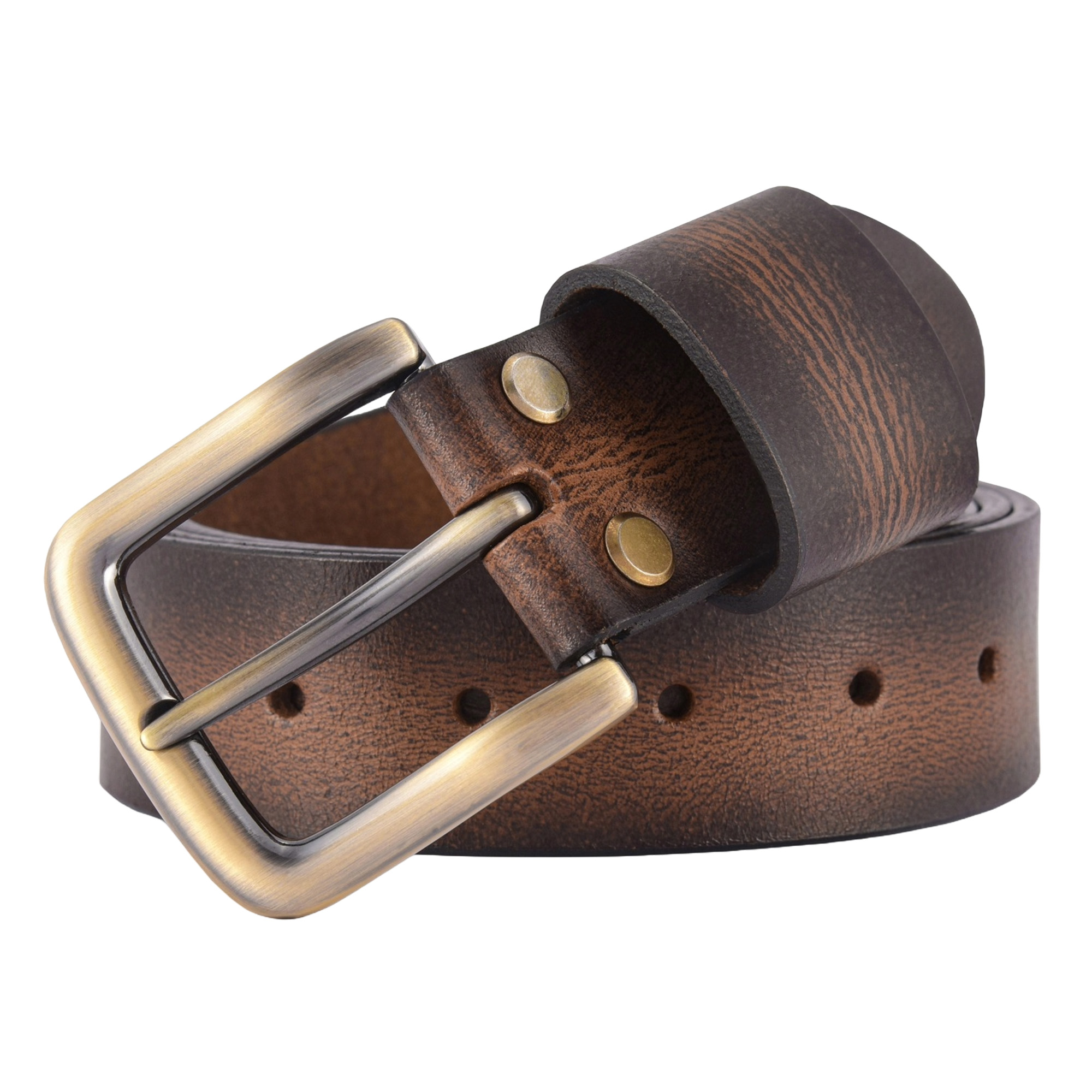 Fair Impex - Mocha Brown Pull-Up-Vintage Leather Belt-WB-5