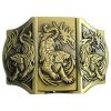 Triple Tigers Lighter Belt Buckle featuring a fierce tiger design with an integrated brass-finish lighter