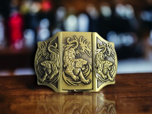 3 Tigers Bronze Finish Lighter Belt Buckle