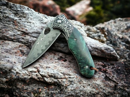 Handmade Damascus Steel Pocket Folding EDC Knife