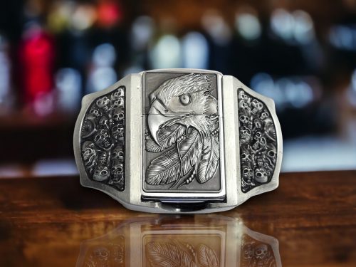 Eagle Head With Skulls Lighter Belt Buckle