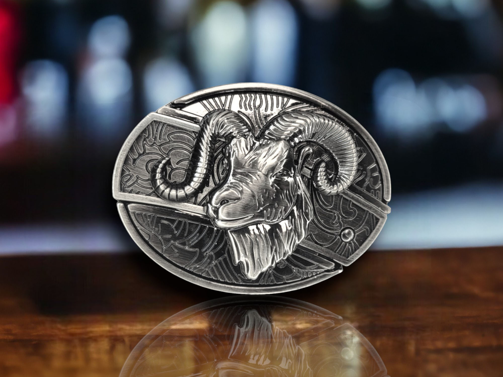 3D Ram Head Folding Knife Concealed Belt Buckle