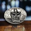 Skull Belt Buckle With Folding Knife Hidden