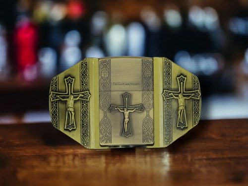 Triple Cross Lighter Holder Belt Buckle