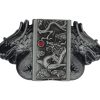 Dual Dragon Lighter Belt Buckle Holder with integrated silver-finish lighter in a silver finish Buckle
