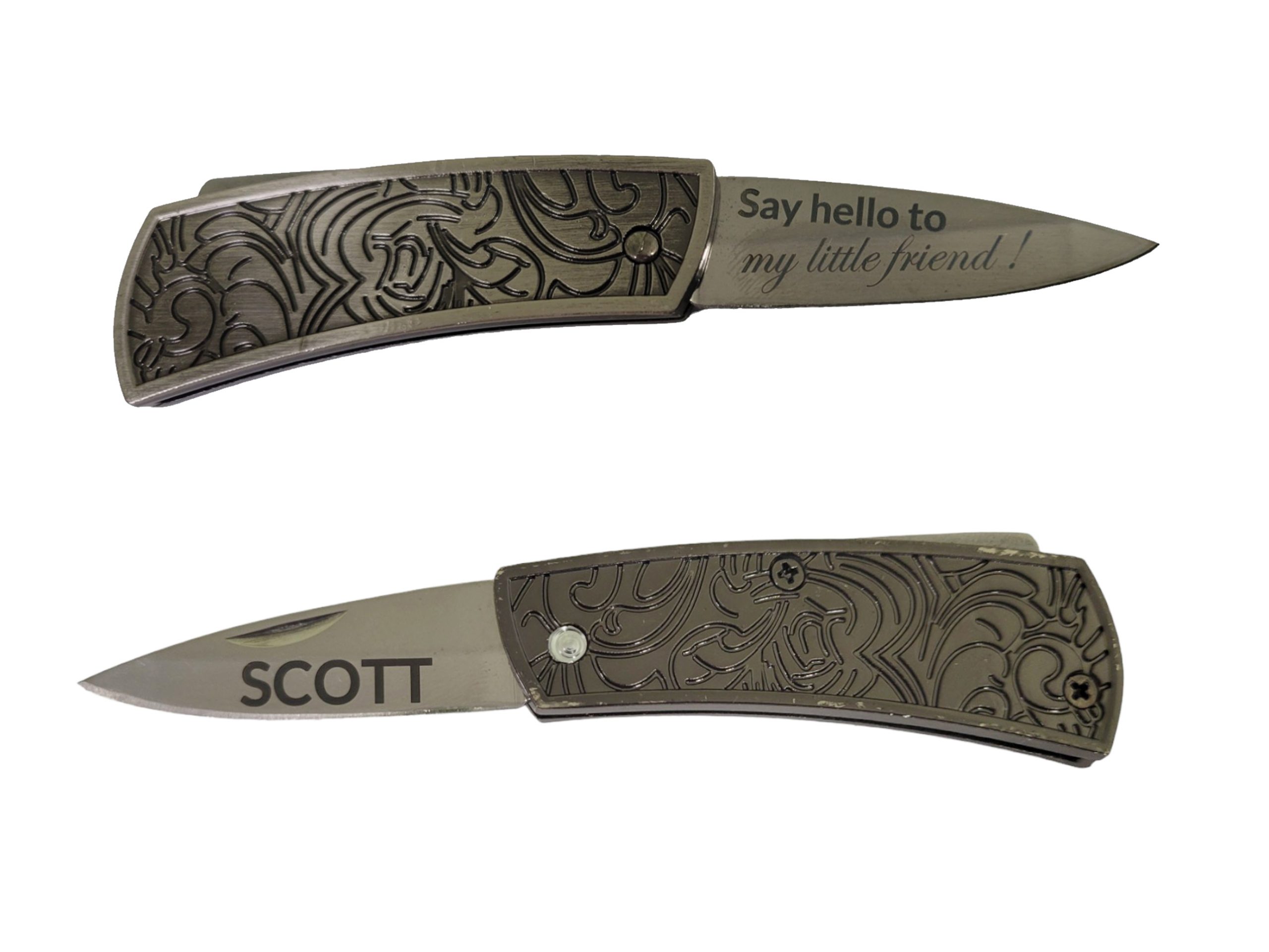 Folding Knife Unisex Belt Buckle With Option Of Personalization 3D Rose Folding Knife Belt Buckle with concealed folding knife in a zinc alloy design