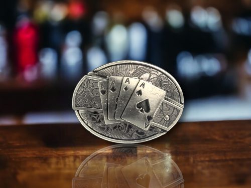 Four Aces Belt Buckle With Folding Knife