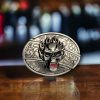 Flaming Skull Folding Knife Belt Buckle