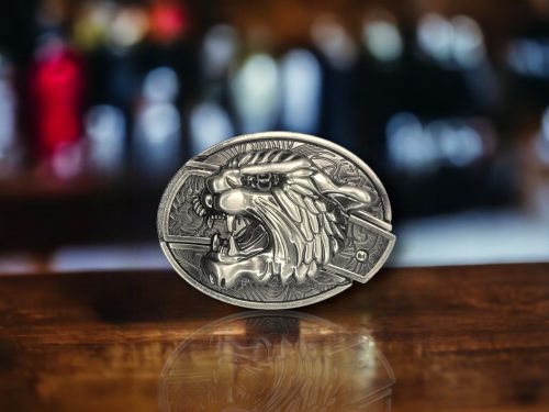 Tiger head hidden folding knife belt buckle