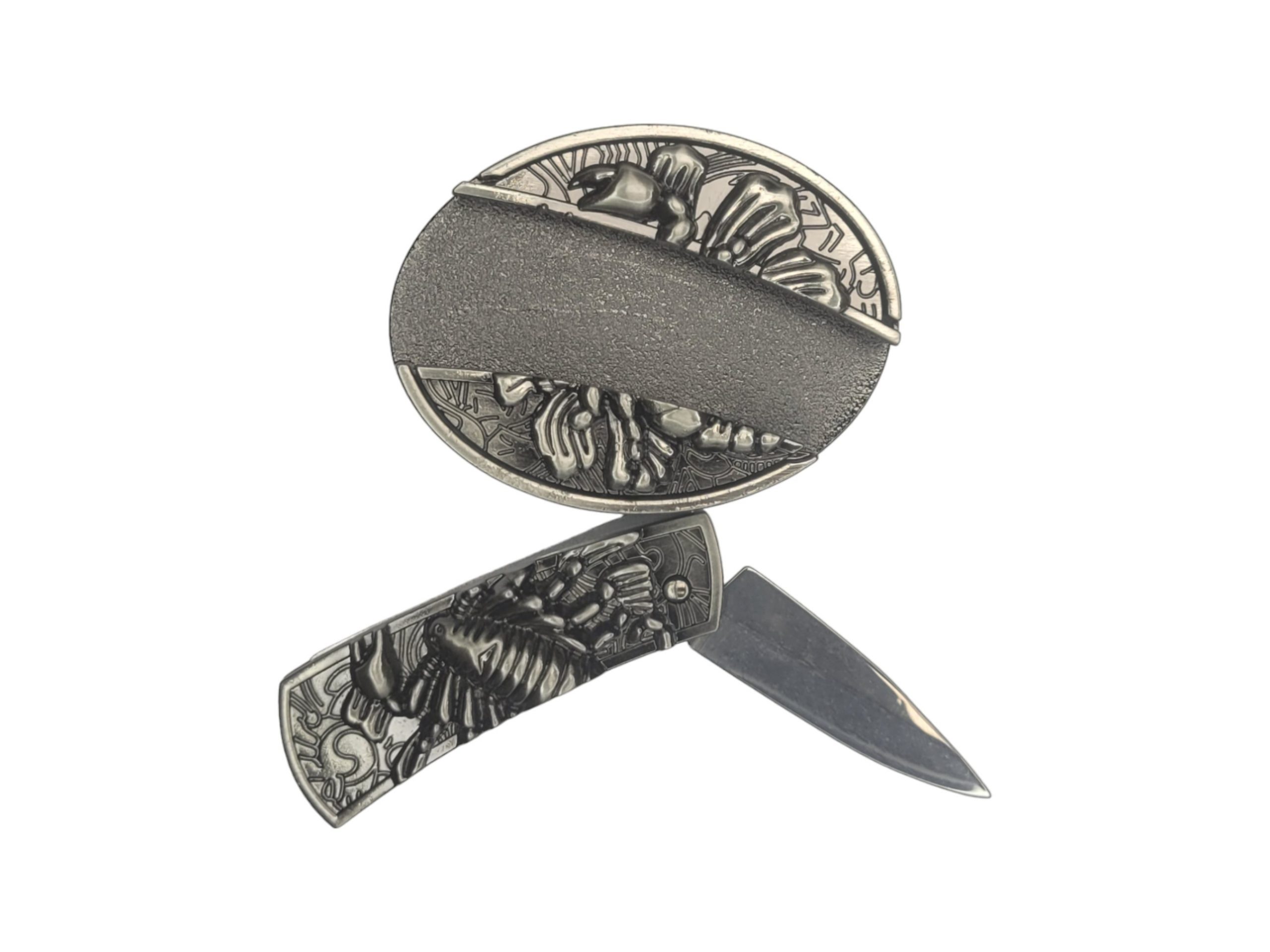 Folding Knife Unisex Belt Buckle With Option Of Personalization