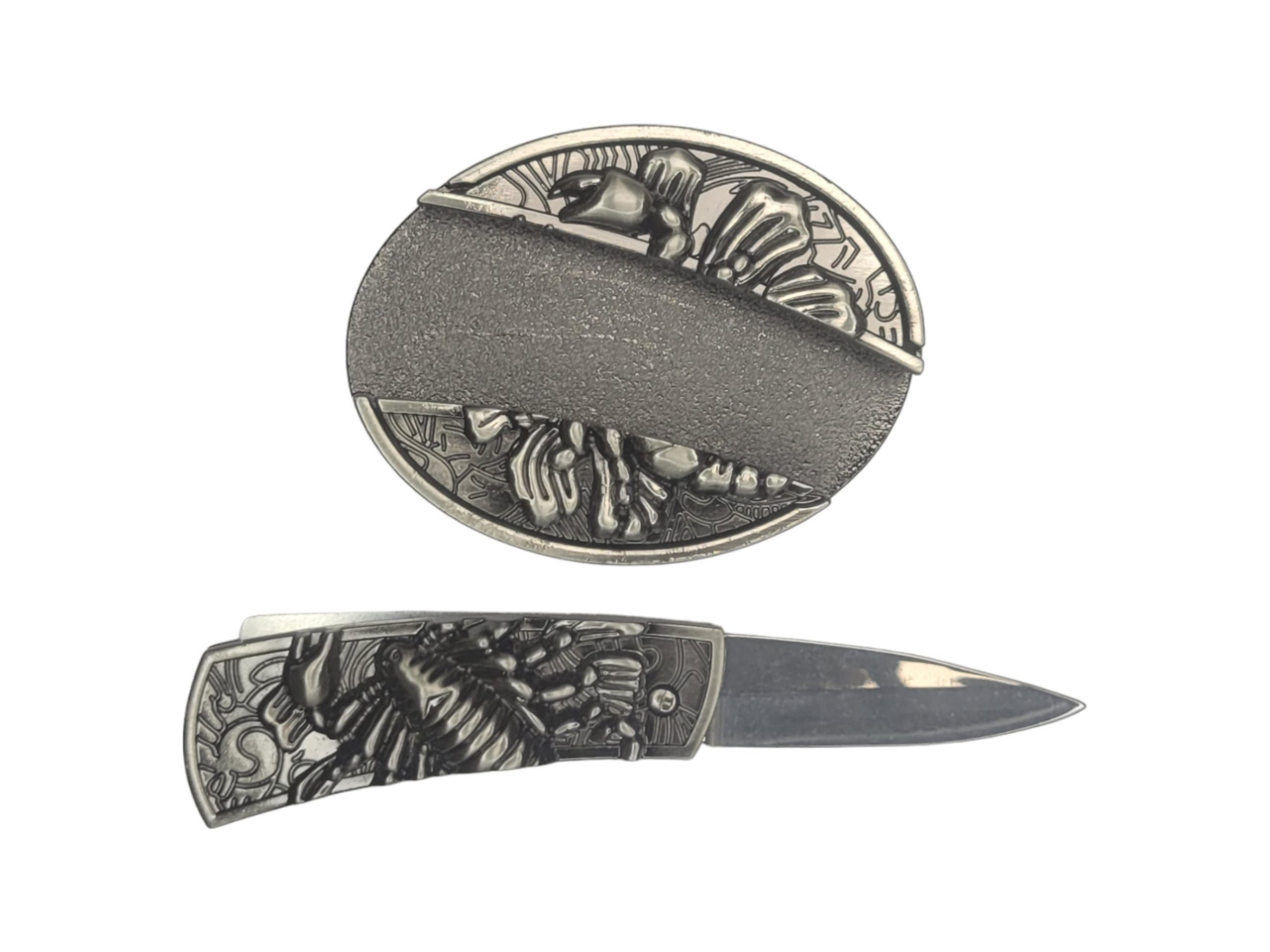 Folding Knife Unisex Belt Buckle With Option Of Personalization
