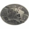 Folding Knife Belt Buckle with a 3D 4 Aces design and concealed knife access