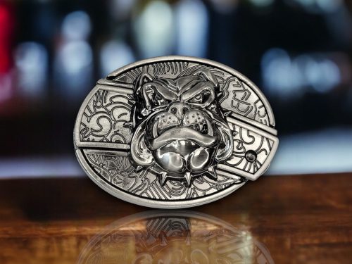 3D Bull Dog Head Folding Knife Belt Buckle