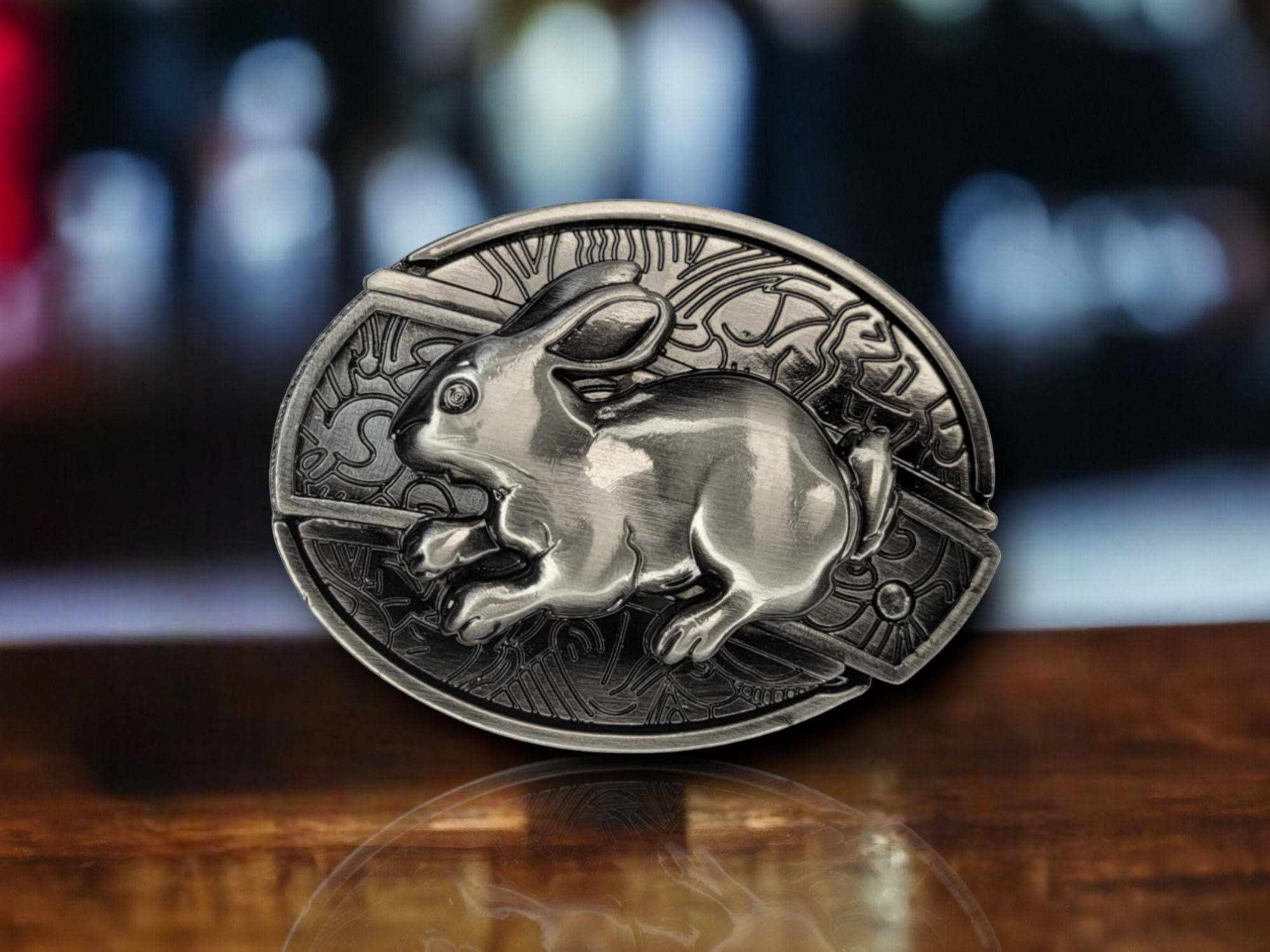 3D Bunny Belt Buckle With Folding Knife