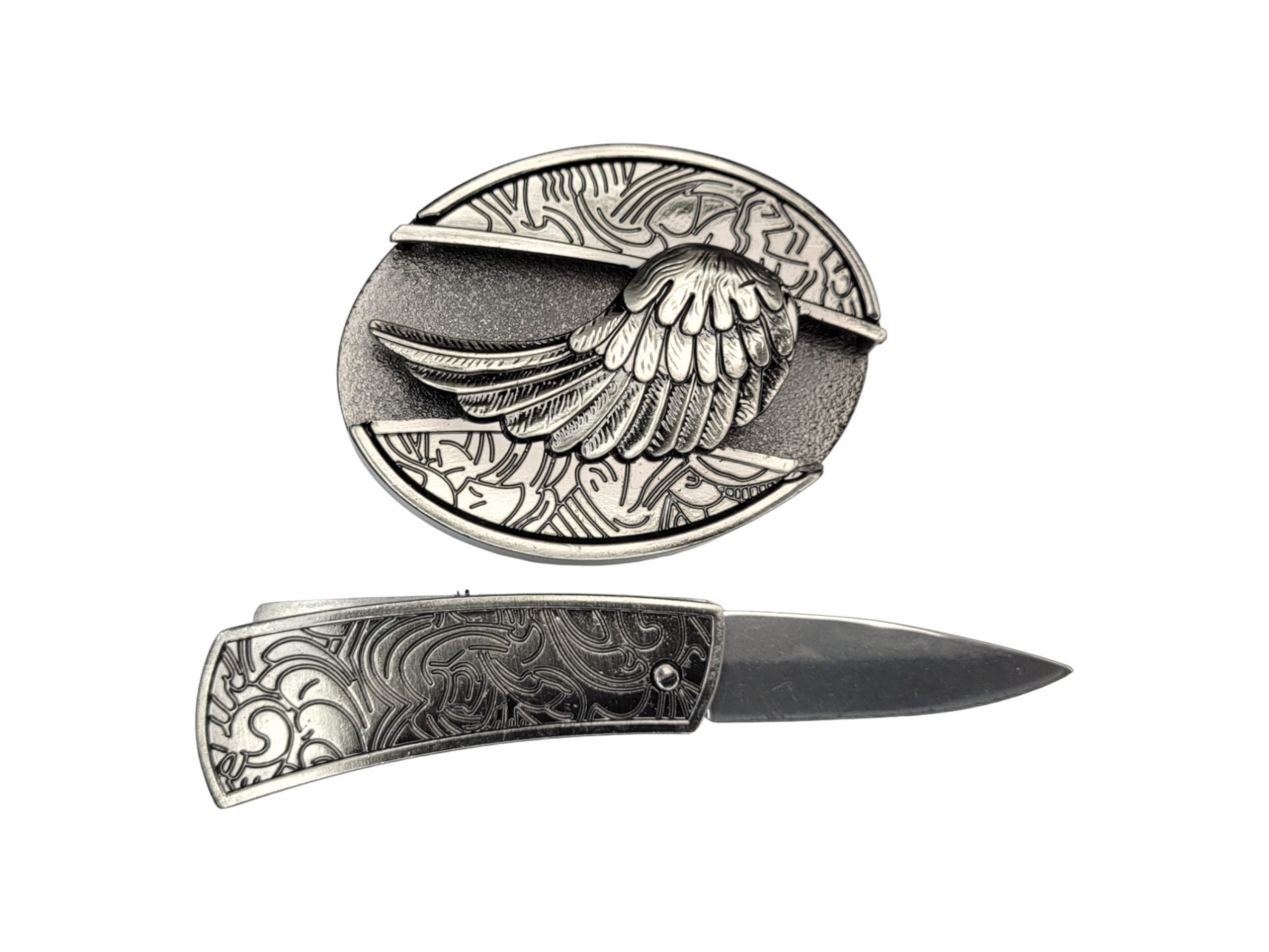 Folding Knife Western Unisex Belt Buckle