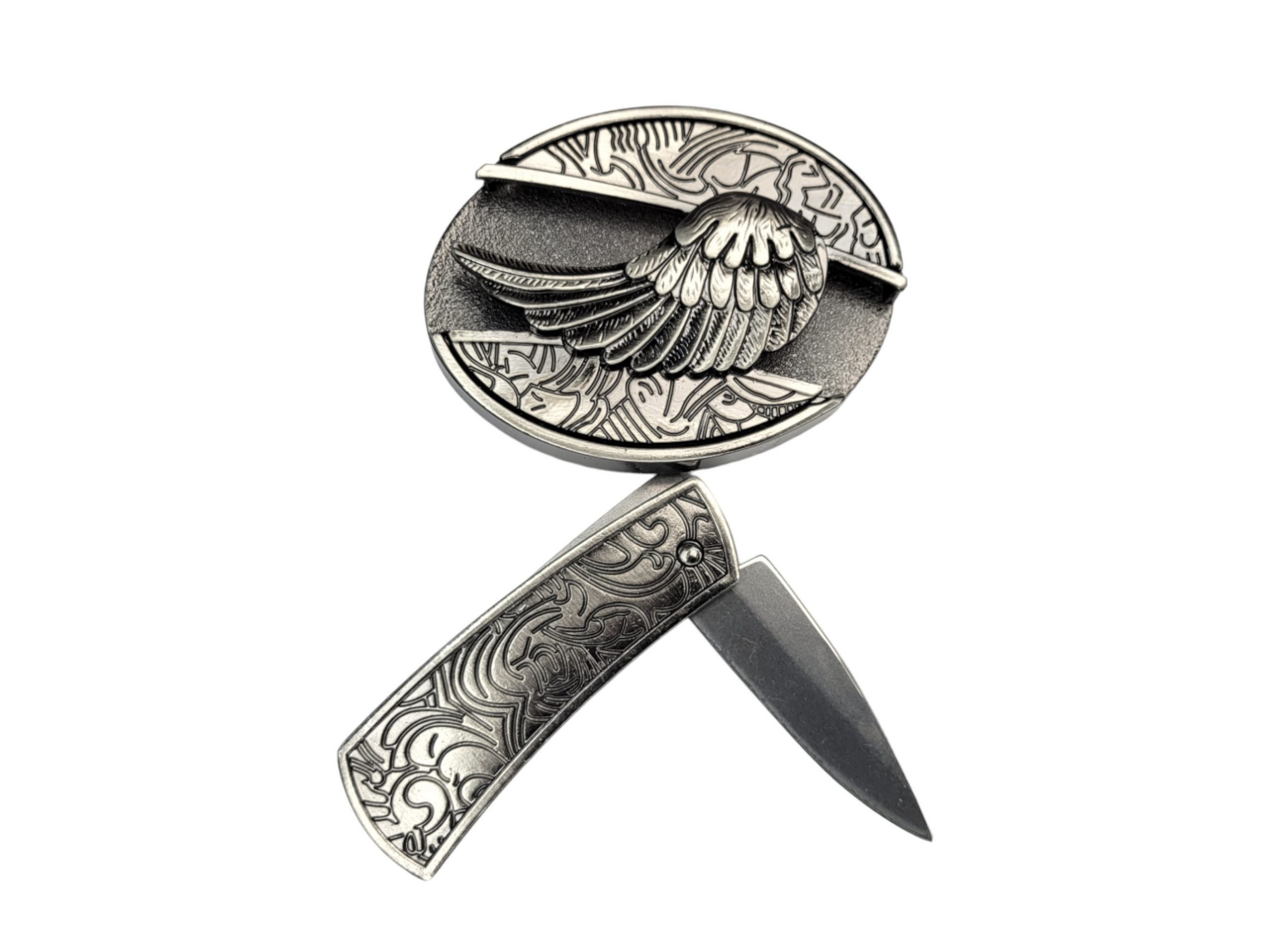 Folding Knife Western Unisex Belt Buckle