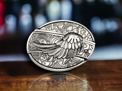 Angel Wing With Folding Pocket Knife Belt Buckle
