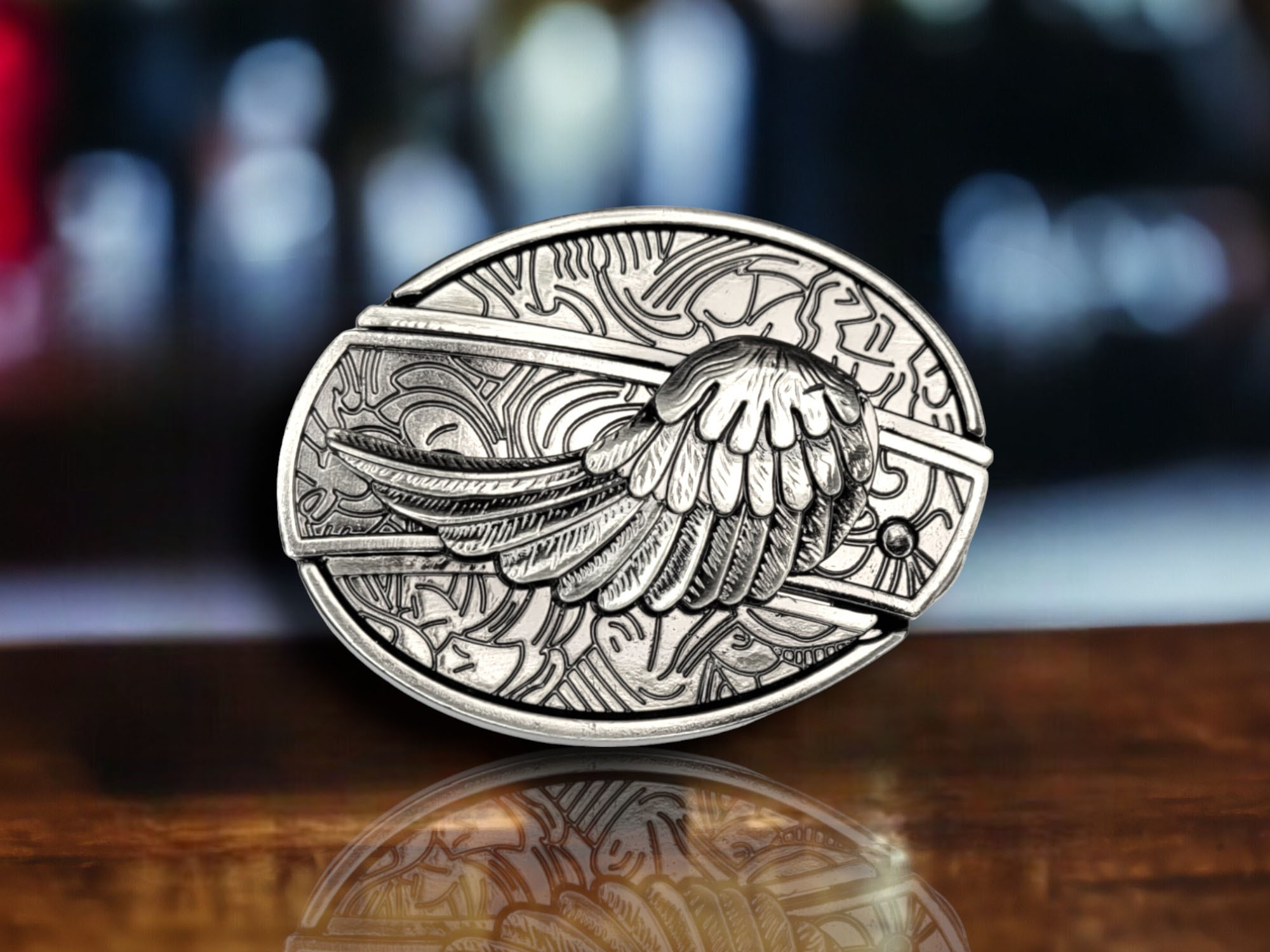 Folding Knife Western Unisex Belt Buckle Angel Wing With Folding Pocket Knife Belt Buckle