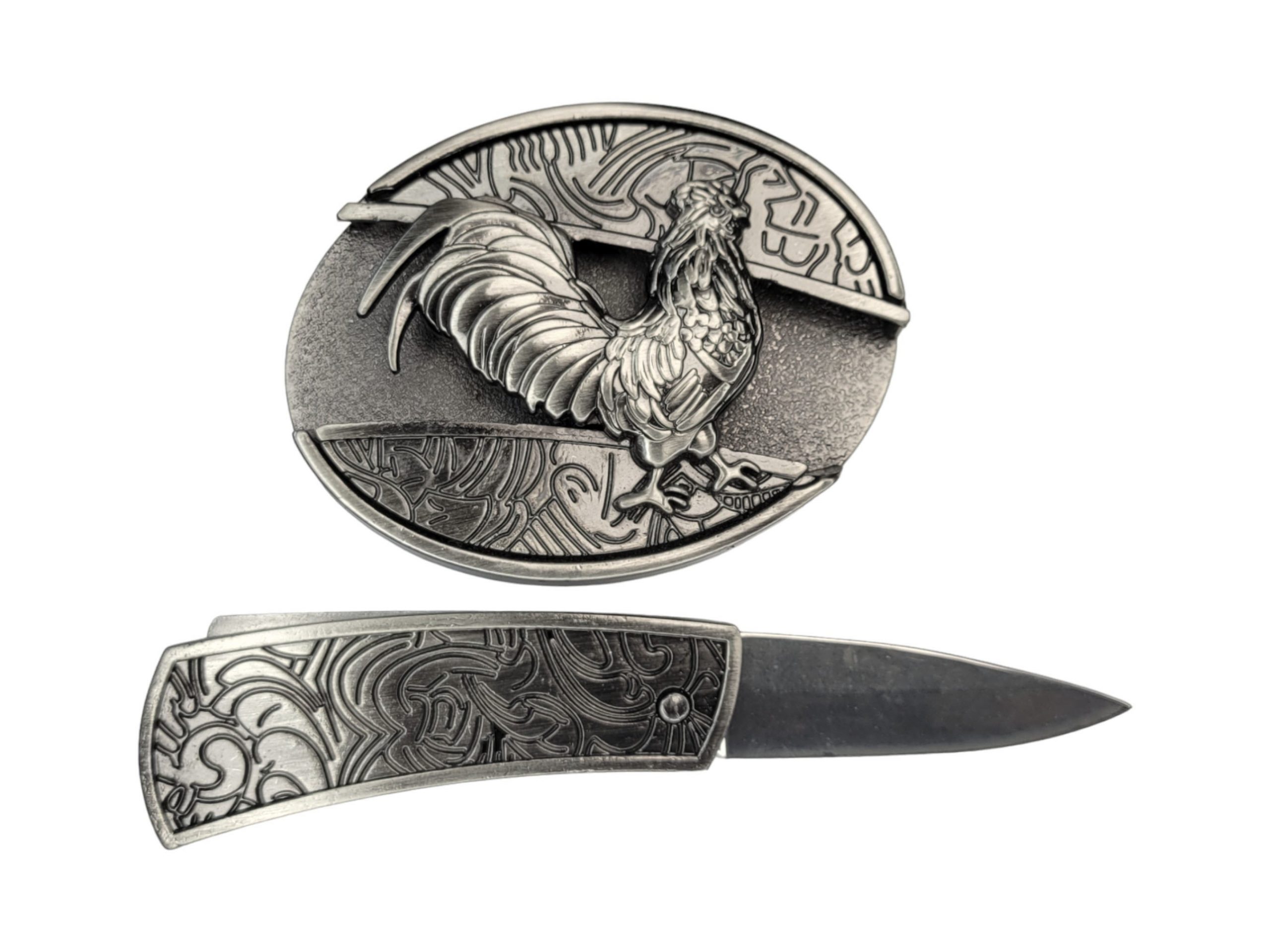 Folding Knife Western Unisex Belt Buckle