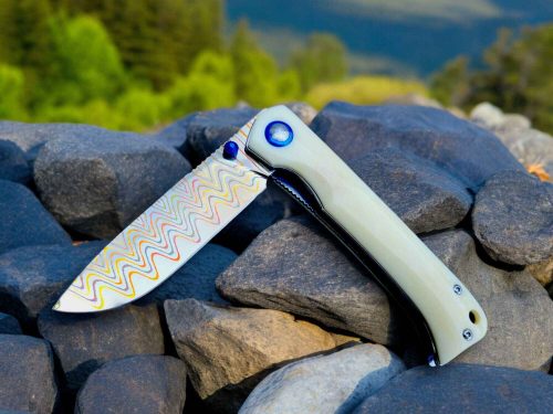 Hand Forged Brass Damascus Steel With VG10 Core Folding Knife