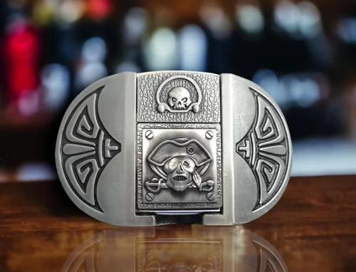 Pirate Skulls Antique Silver Metal Lighter Belt Buckle