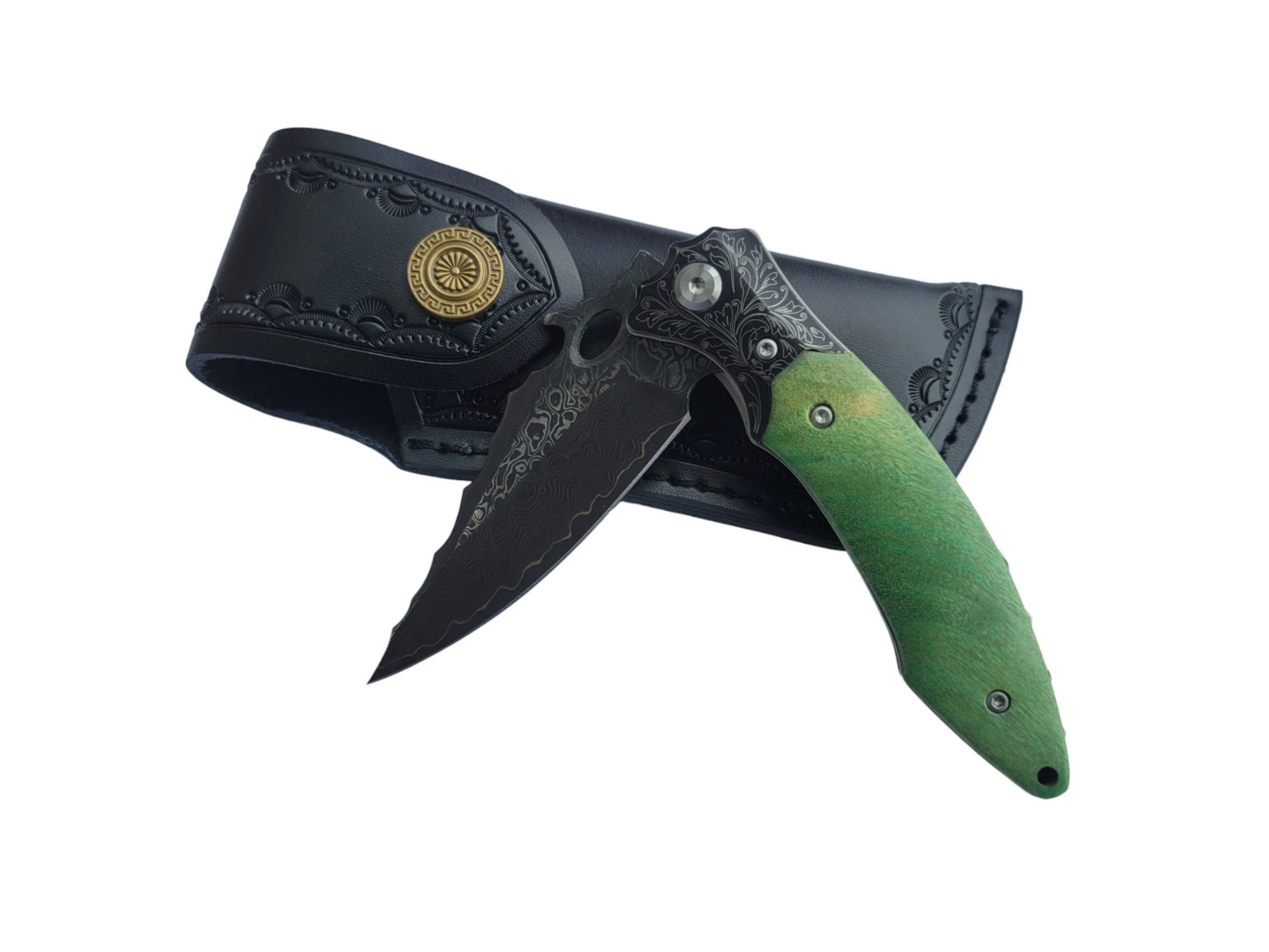 Titanium Layered Damascus Steel Folding Knife (8)