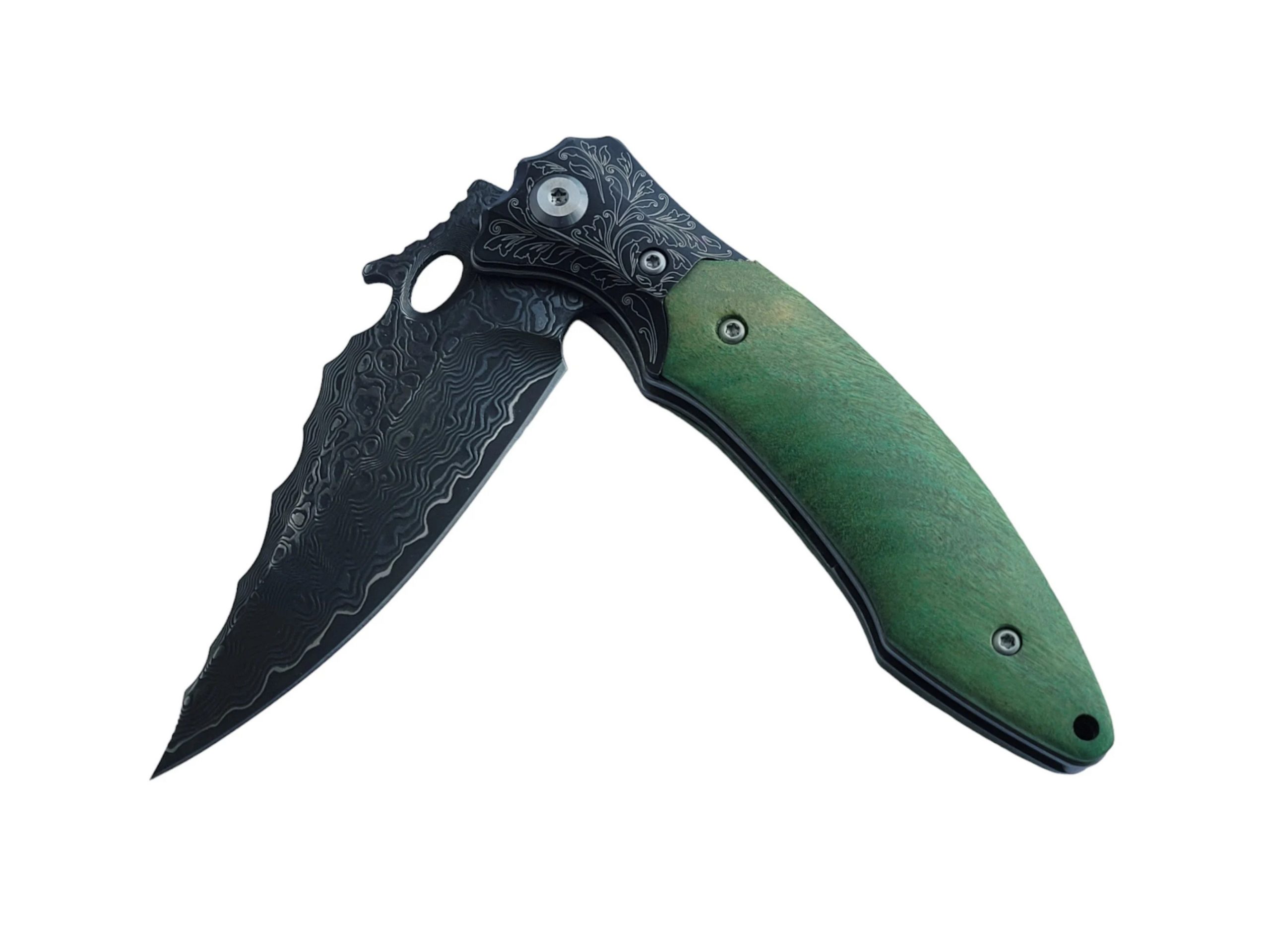 Titanium Layered Damascus Steel Folding Knife (9)