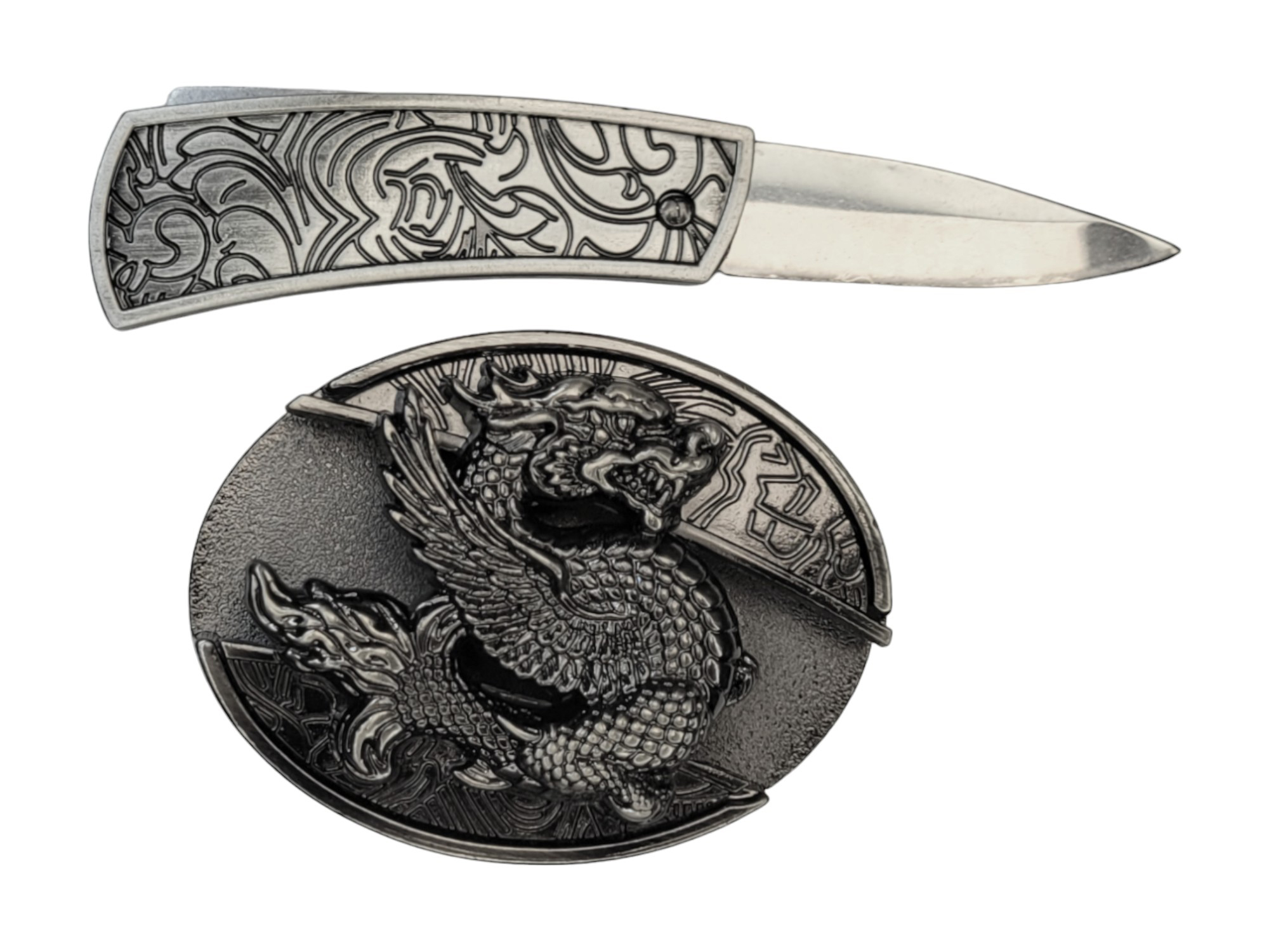 Folding Knife Western Unisex Belt Buckle