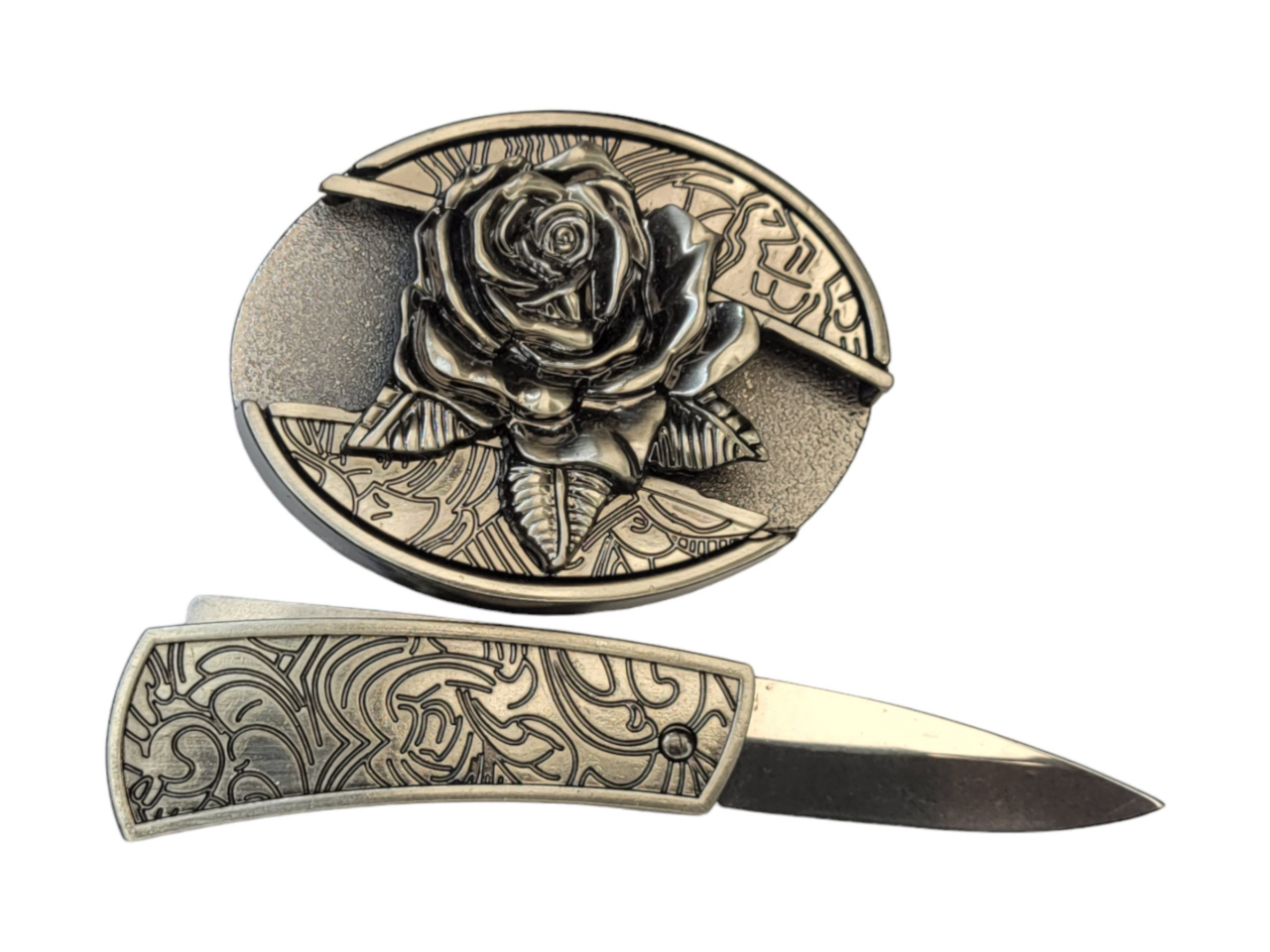 Folding Knife Western Unisex Belt Buckle