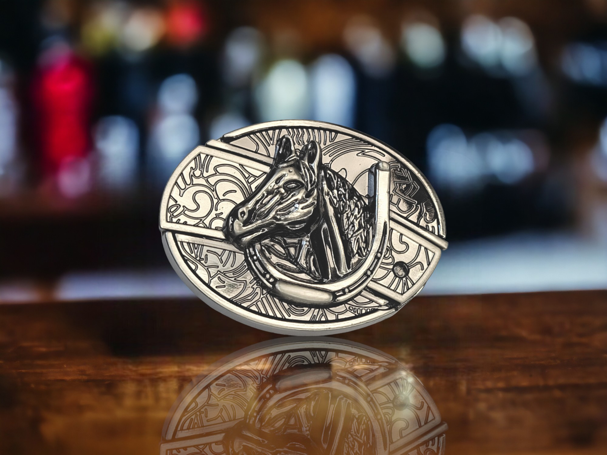 Horse Shoe Folding Knife Belt Buckle