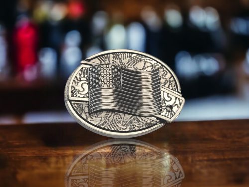 USA Flag Folding Knife Belt Buckle