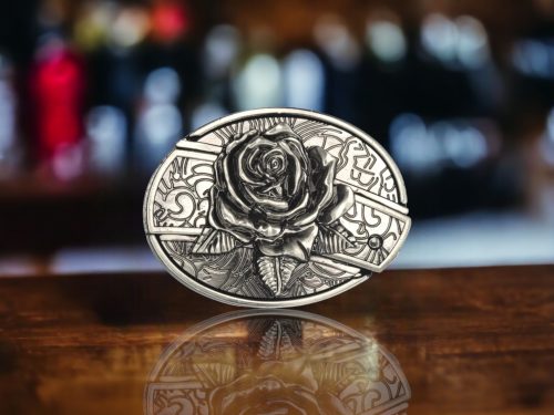 3D Solid Rose Folding Knife Belt Buckle