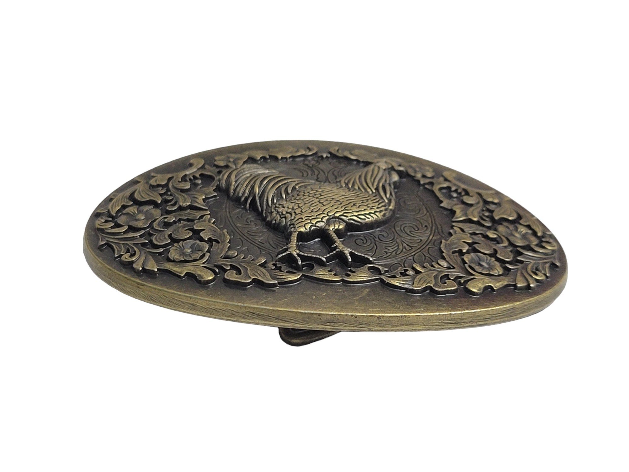 Antique Finish Bronze Rooster Oval Shape Belt Buckle (3)