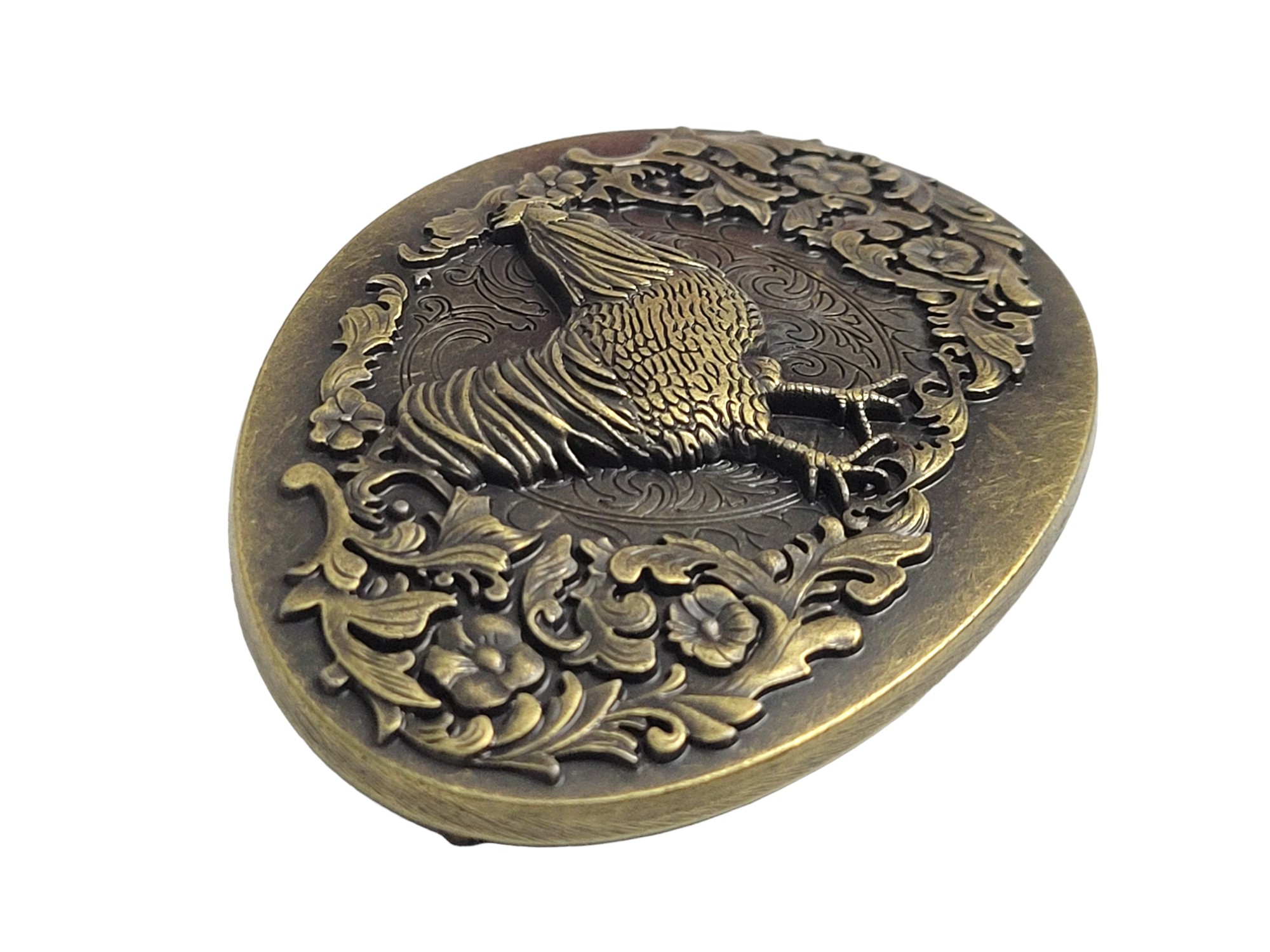 Antique Finish Bronze Rooster Oval Shape Belt Buckle (4)