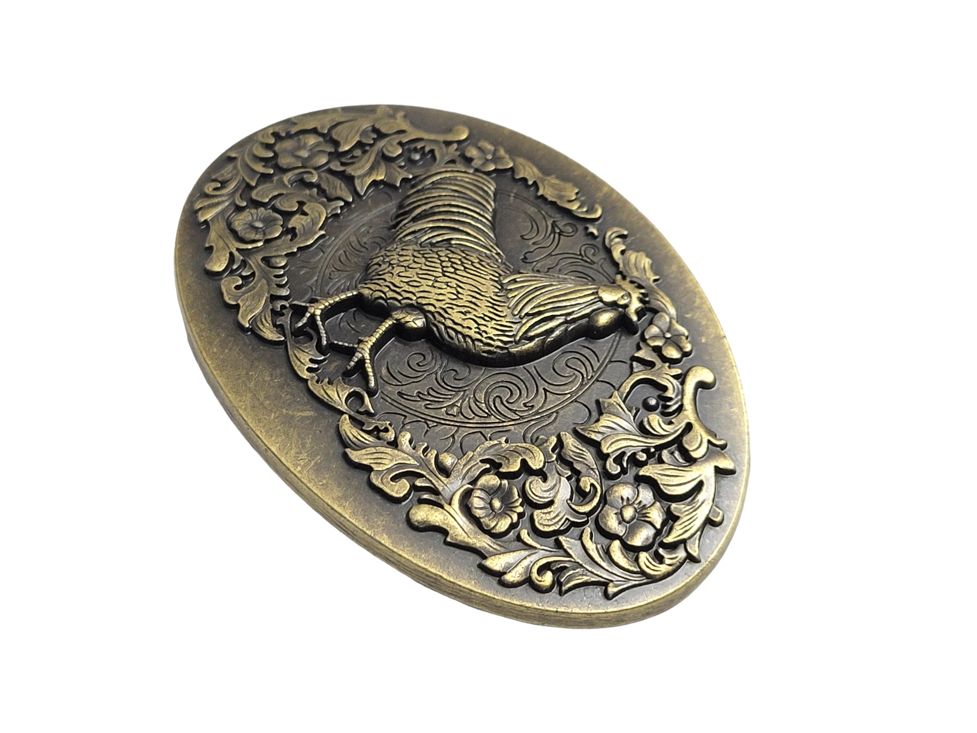 Antique Finish Bronze Rooster Oval Shape Belt Buckle (5)