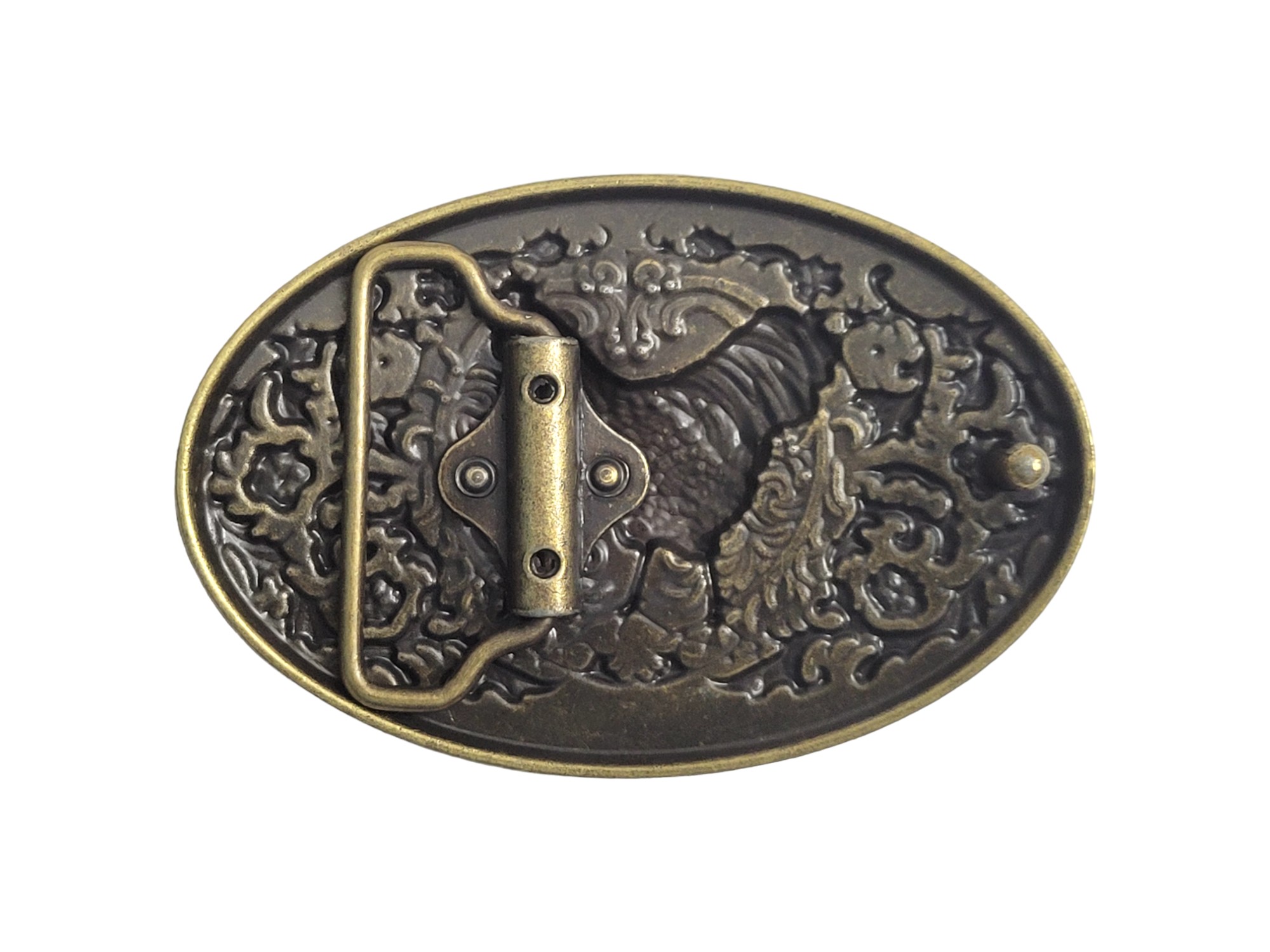 Antique Finish Bronze Rooster Oval Shape Belt Buckle (6)