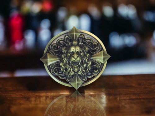 Lion Head Western Belt Buckle with bold lion design and polished finish.