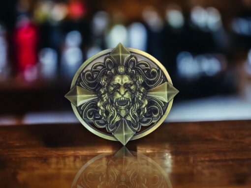 Lion Head Western Belt Buckle with bold lion design and polished finish.