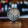 Silver finish Celtic Knot Belt Buckle with intricate design, symbolizing tradition and craftsmanship.