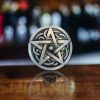 Sterling silver finish Celtic Five Star Belt Buckle with intricate five-point star design.