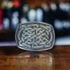 Silver finish Celtic Pattern Belt Buckle made of durable metal alloy with intricate detailing.
