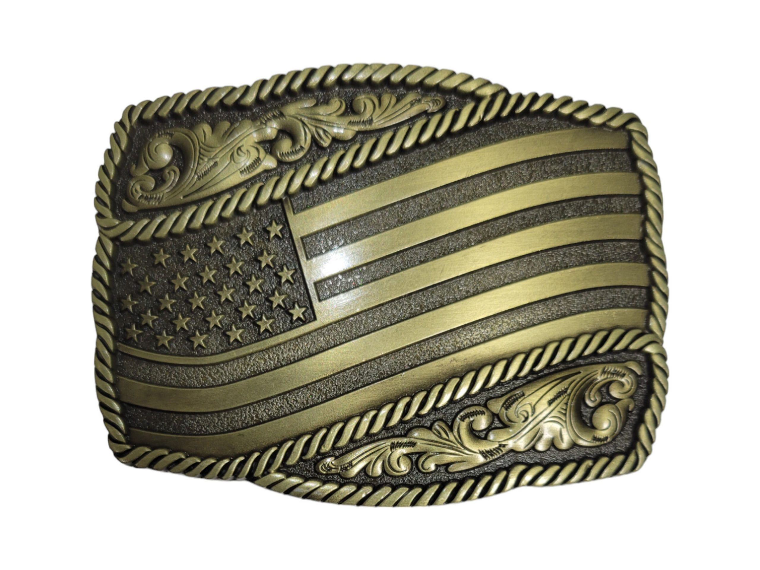 Bronze Finish USA Flag Belt Buckle (3)