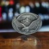 Silver Eagle Western belt buckle with a detailed eagle motif, designed for 1.5-inch belts, made of durable metal alloy.