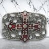 Antique silver Knight Templar Cross belt buckle, fits belts up to 1.58 inches wide, bold and durable design.