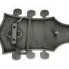 Retro-style belt buckle featuring a vintage brushed silver guitar design, perfect for music lovers and Western wear.