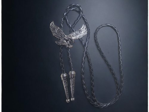 Alternative view of Flying Eagle Metal Bolo Tie With Cowhide Leather Cord