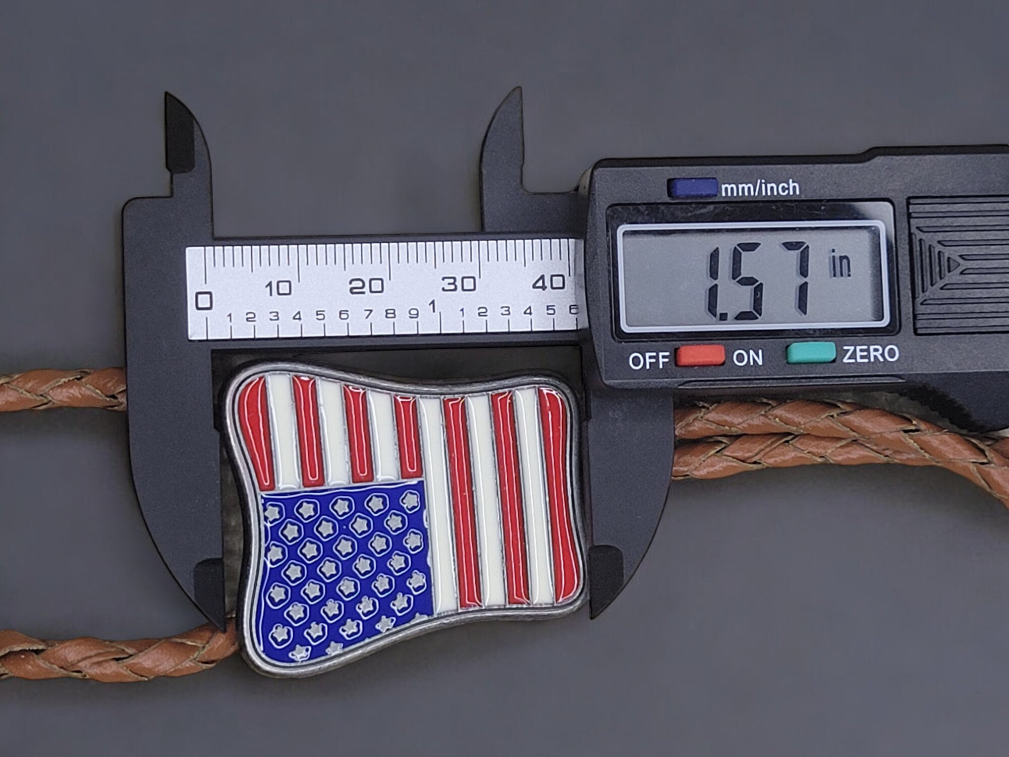 Western Wear Patirotic American Flag Bolo Tie With Genuine Cowhide Leather Cord (2)