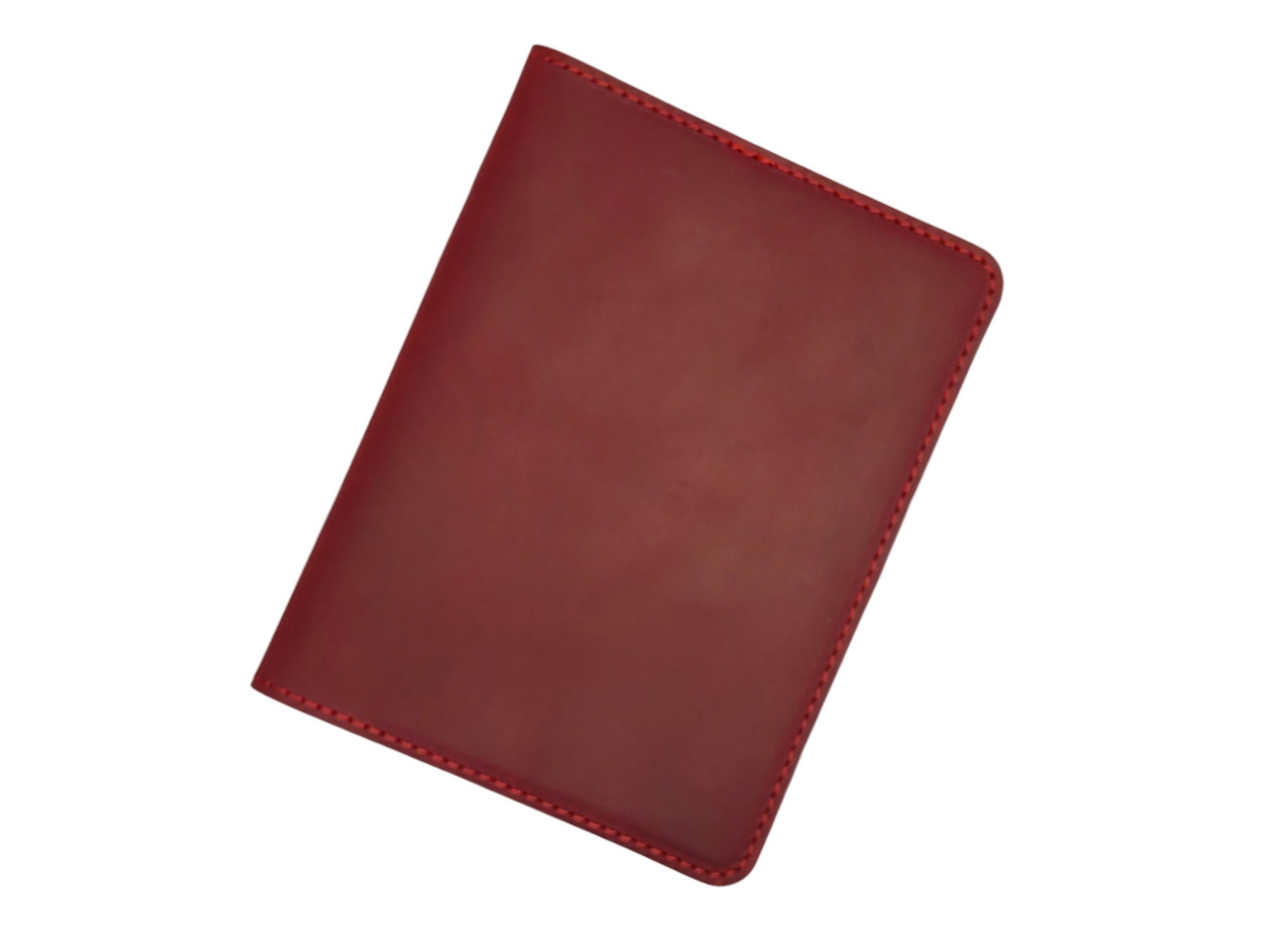 Handmade vintage red Crazy Horse leather passport cover with card slots, hidden pocket & free engraving—crafted for secure & stylish travel.